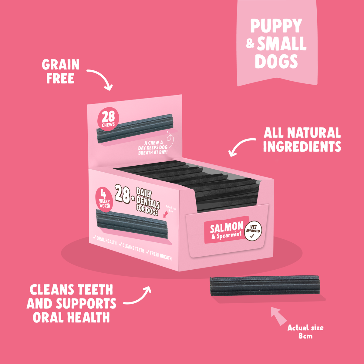 Salmon, Puppy & Small Dentals 28-Pack