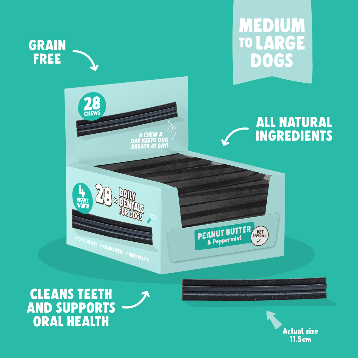 Vegan, Medium & Large Dentals 28-Pack